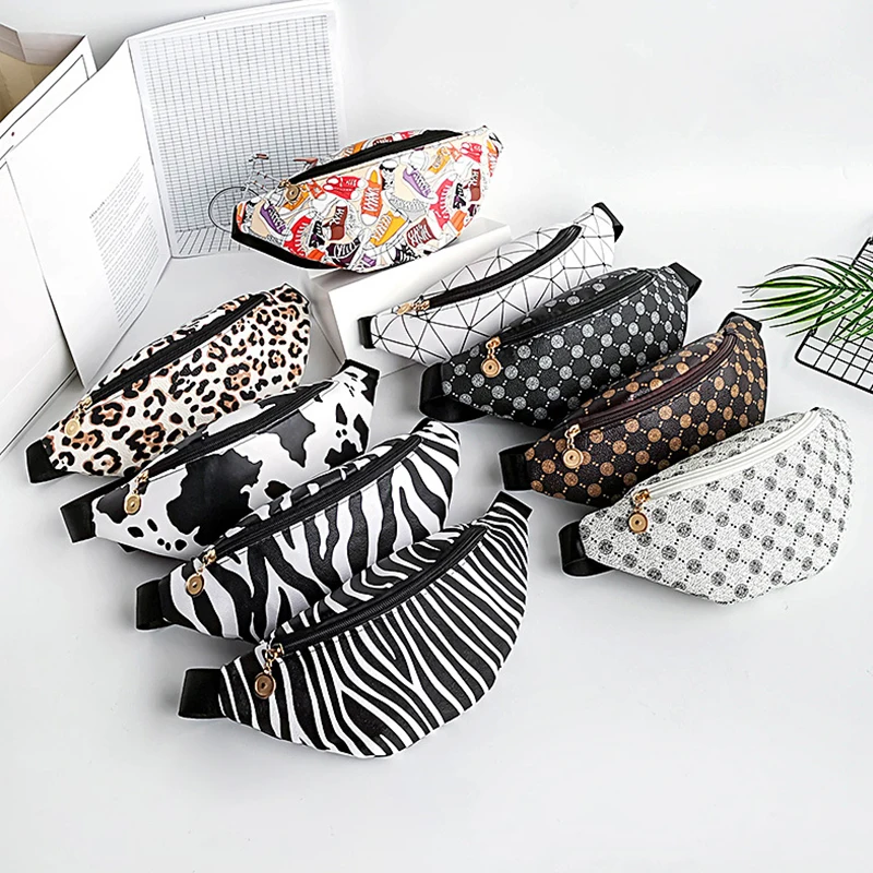

2022 New Fashion Waist Bag for Men and Women with Cow Leopard Shoe Print Casual Women's Fanny Pack PU Leather Designer Purse