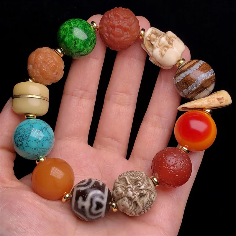 

Jewellery bangles for women pulsera hombre charm pulseiras couples bracelet cadeau vintage Natural rare bone gemstone joyeria
