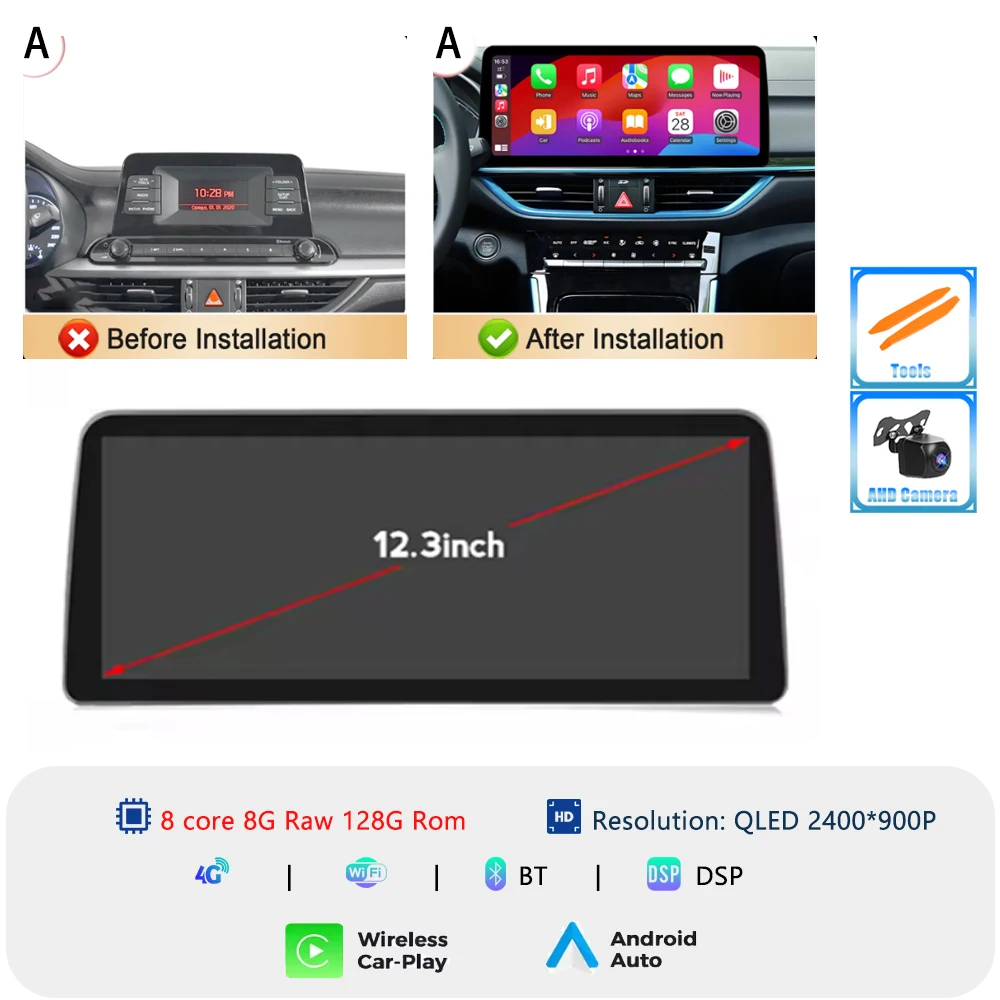 

2400*900P Android 15 для Kia Cerato 4 Forte K3 2019 2020 2021 2022 Автомобильный радиоприемник Мультимедийный видеоплеер Навигация GPS Авто Carplay