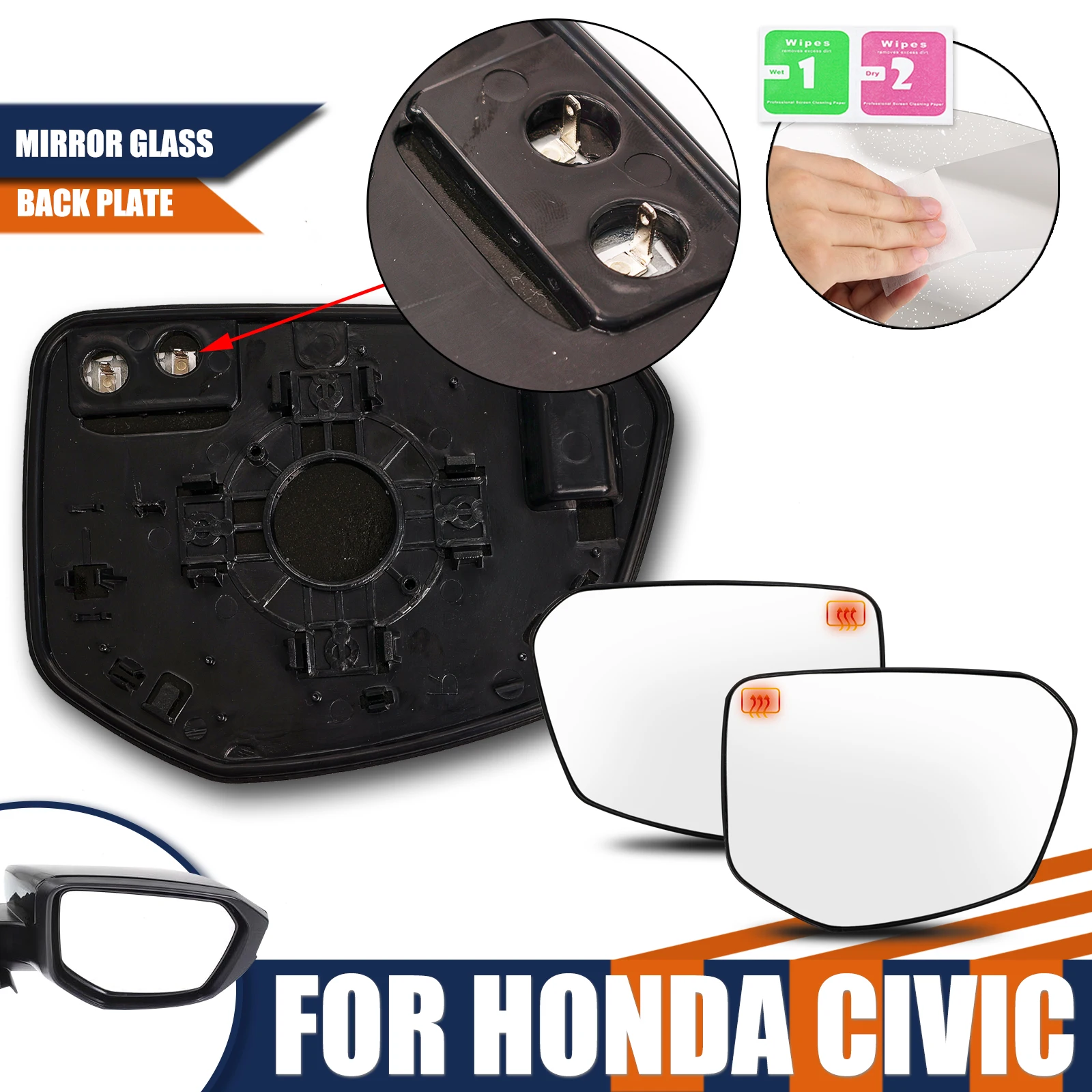 Левое и правое боковое зеркало стекло с подогревом широкий угол задней пластиной