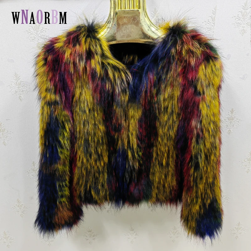 Enlarge Factory Customized Women's Colorful fox weaving Natural 100% Real Fox Fur Top Fashion  Knitting Process Real Fur Coat