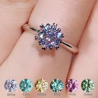 100 real s925 sterling silver moissanite ring one carat flower design 1ct diamond ring for women