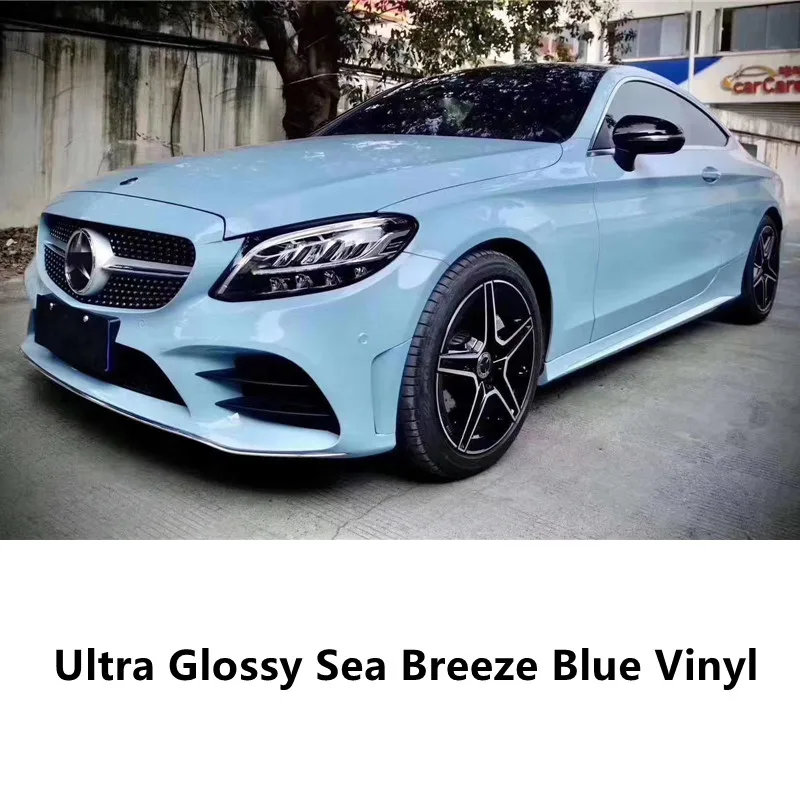 

Premium quality super glossy sea breeze blue vinyl wrap film for car motorcycle skin wrap easy to install