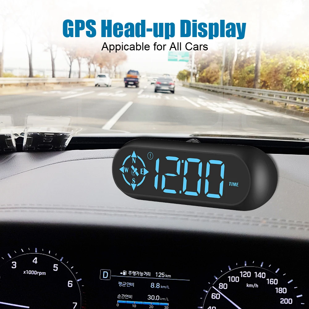 

G9 HUD Car Head Up Display With GPS Compass Clock Speedometer KMH Tester Digital Meter On Board Computer Automotive Accessories