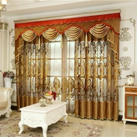 european style luxury brown velvet embroidery decoration living room bedroom kitchen study room hotel valance curtain