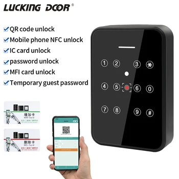 13.56Mhz RFID NFC Card Barcode Qr Code Reader TTL RS485 Wiegand 26 34 Output Access Control Reader 20000 User Mobile APP Lock