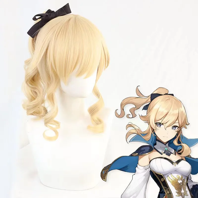 

Genshin Impact Jean Cosplay Wig Golden Hair Synthetic Heat Resistant Halloween Women Free Wig Cap Accessory
