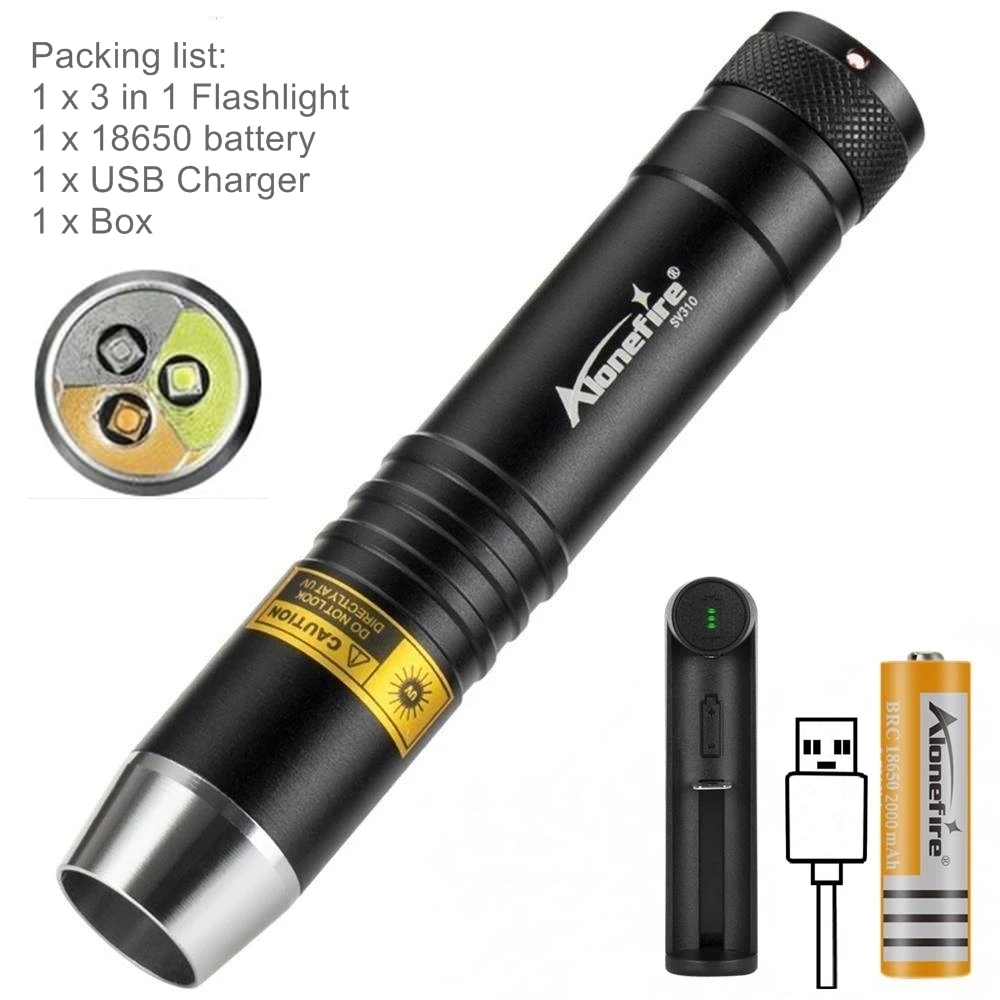 

AloneFire SV370 многофункциональный УФ-фонарик 3-в-1