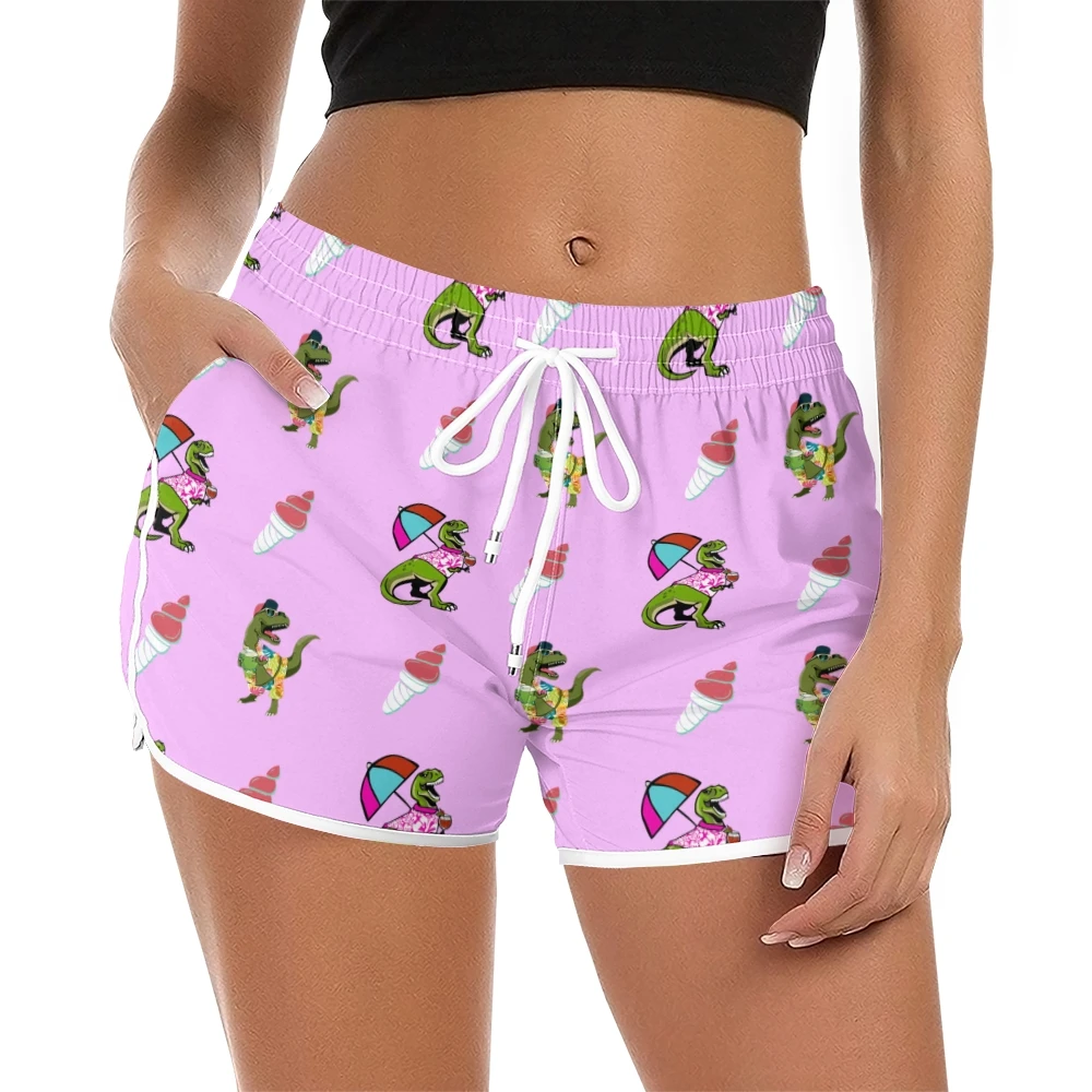 

Пляжные шорты, женские горячие брюки с карманами, шорты на шнуровке со средней талией, гавайский новый дизайн