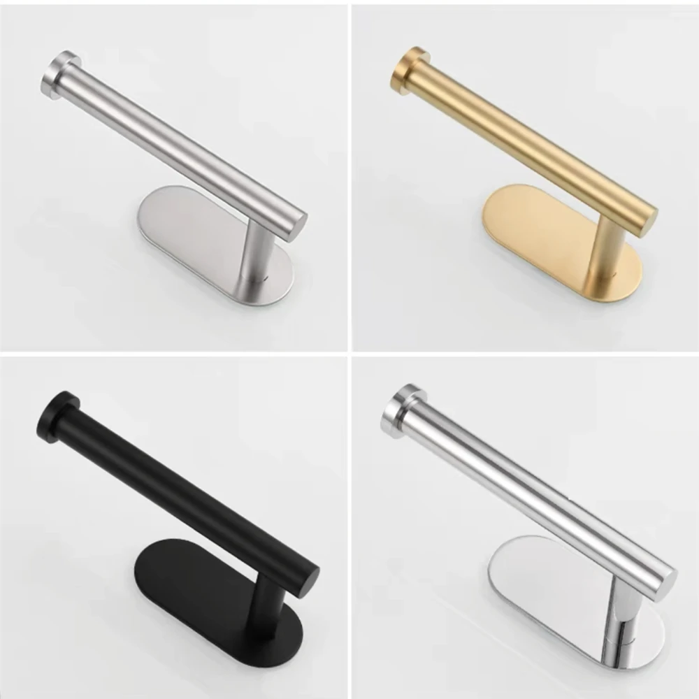 

Paper Towel Bar Black/Brushed Stainless Steel Tissue Storage Rack Bathroom Accessories Nail-free Kitchen Roll Paper Towel Holder
