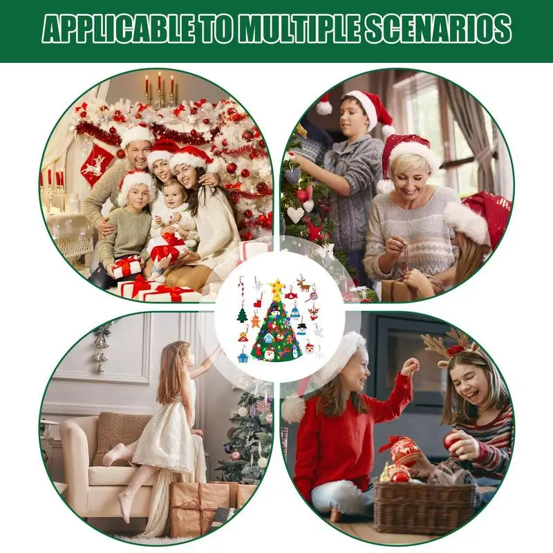 wa choinka 3D dla dzieci Maluch Dzieci Boże Narodzenie Filcowa Wiszące na ścianie Przedszkole Rzemiosło z girlandami świetlnymi LED Dekoracje