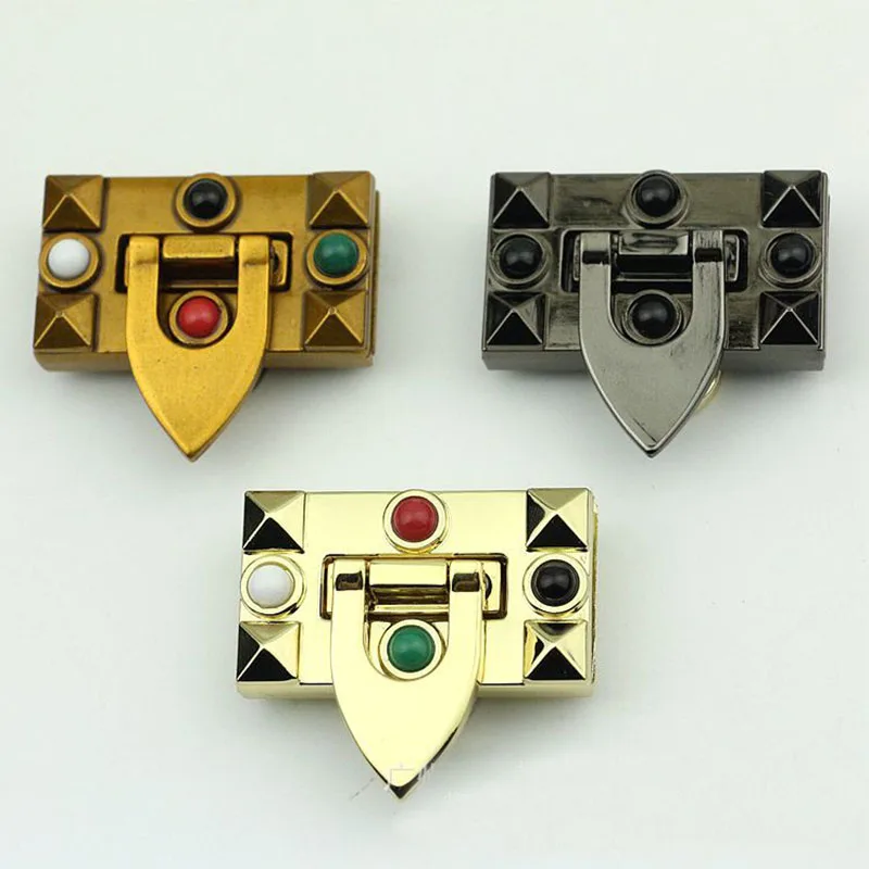 

2Pcs Old Gold Metal Bag Folding Lock Clasp Push Lock Closure Catch Buckles Leather Craft Women Bag Purse Handbag Accessory