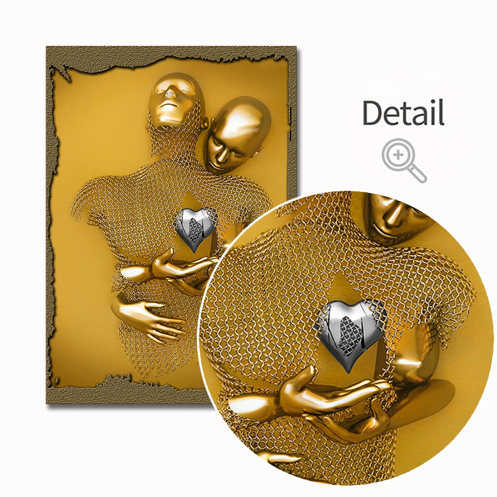 Настенные постеры с 3d-изображением золотых и черных фигур картины абстрактные