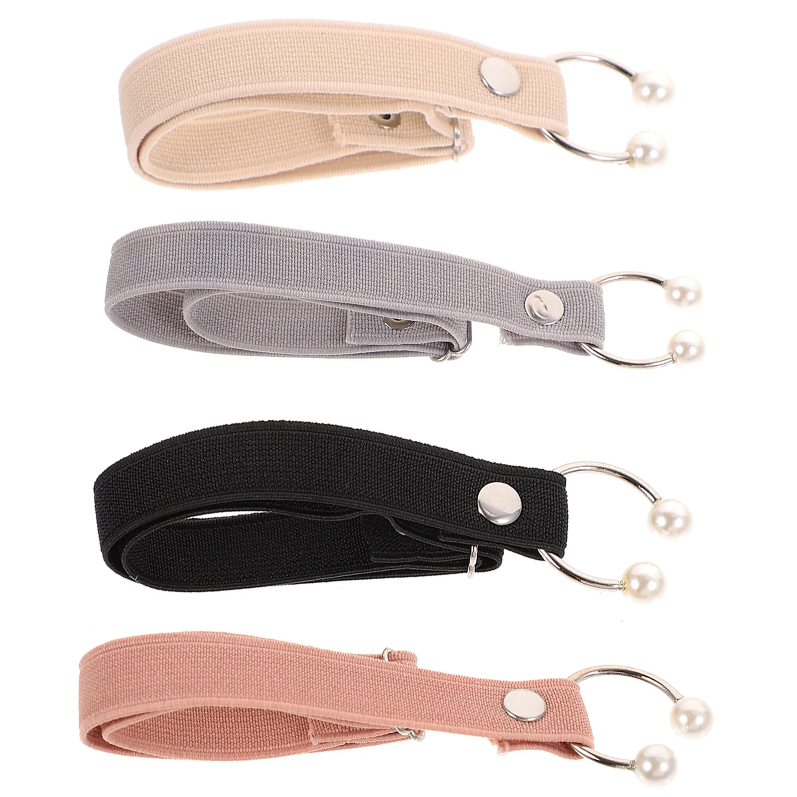 4 Pcs Women High Heels Black Pearl Heels Black Decor Anti Loose Shoe Straps Elastic Shoe Straps Black Strap Heels