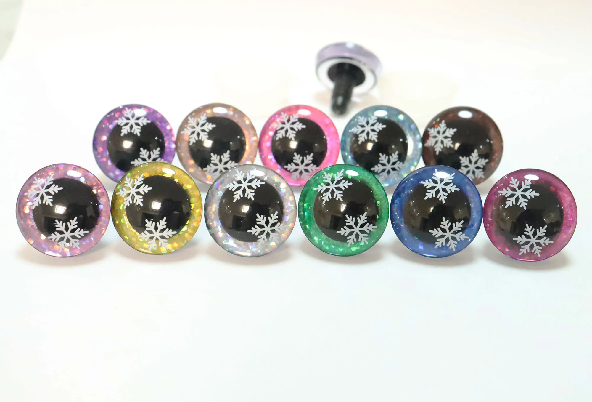10pair 9mm-35mm 3D snow glitter doll pupil toy eyes with hard washer for diy plush findings size color option B11