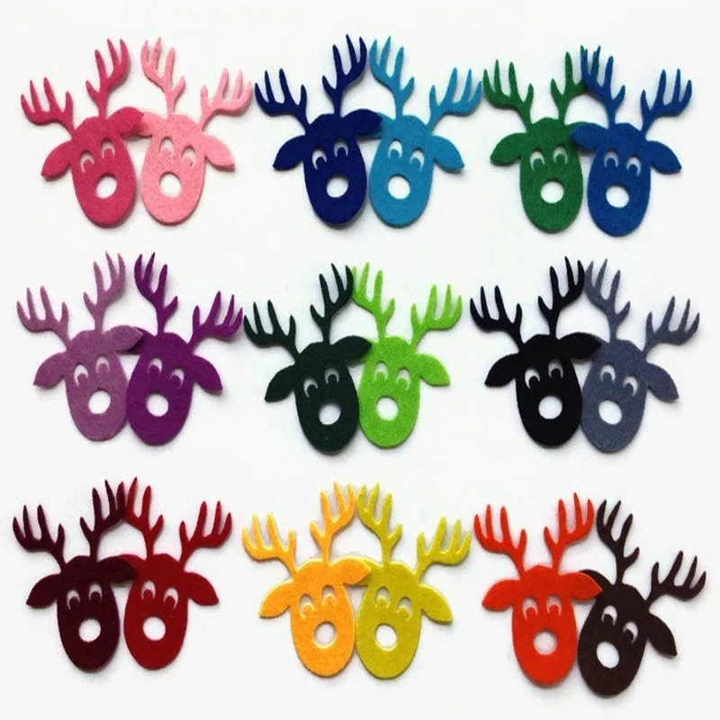 

Glitter Felt 20pcs Set Rudolf Reindeer Christmas Decorations Holiday and Christmas Party Die Cut Shapes Supplies Home