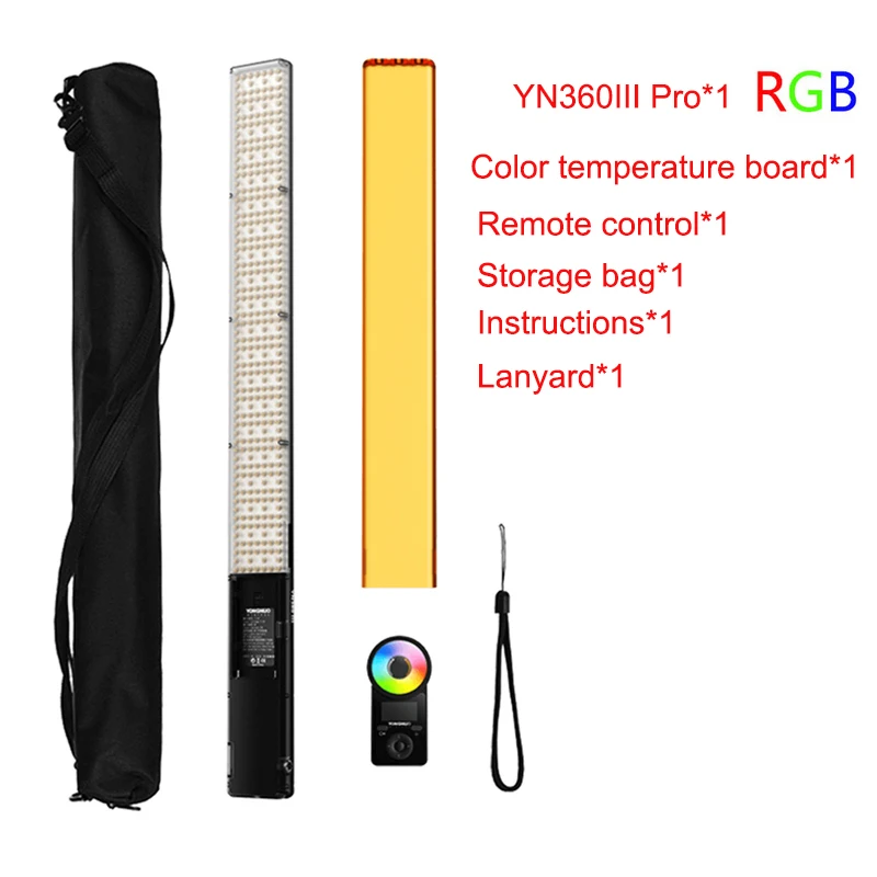 

YONGNUO YN360III Pro LED RGB Photography Light Temperature 3200K 5500K Handheld Light Stick with Remote Control Fill Lighting