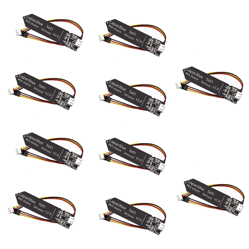 

10PCS Capacitive Soil Moisture Sensor Module 3.3-5.5V 3-Pin W/Gravity Wire Corrosion Resistant for Garden Watering DIY
