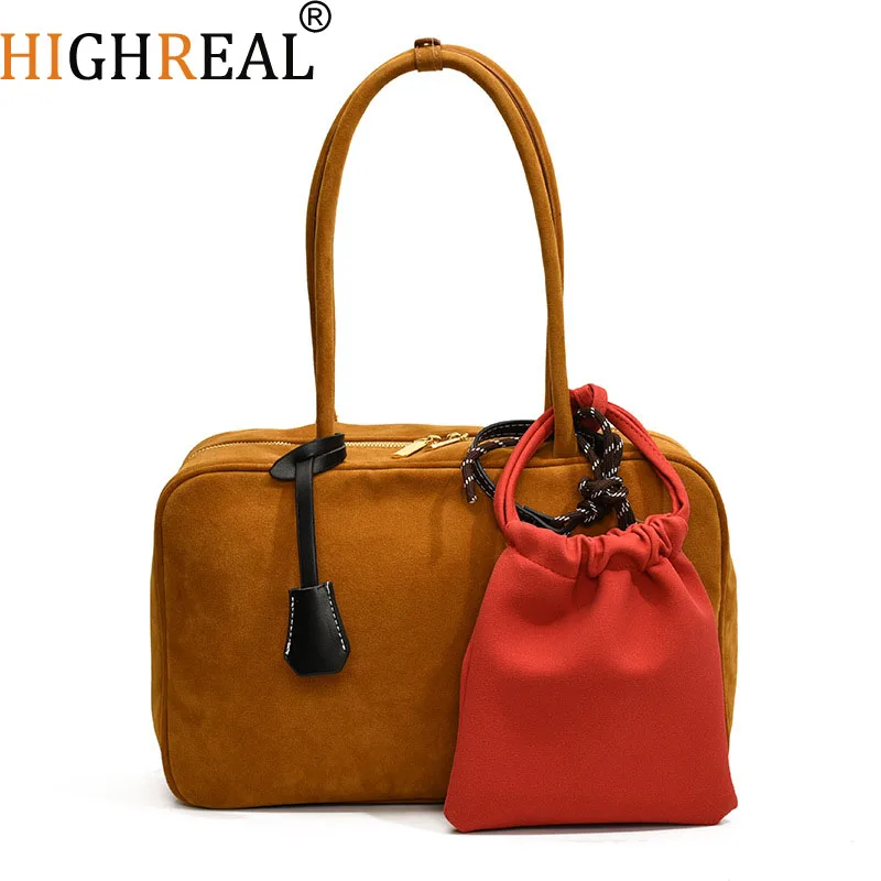 2 шт. однотонная осенне-зимняя сумка-тоут из искусственной замши винтажная