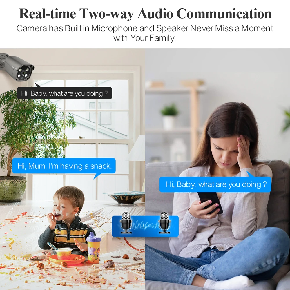 Techage 8CH 5MP POE NVR IP Camera System AI Human Detected Two-way Audio Outdoor Security Camera Set CCTV Video Surveillance Kit