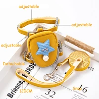 pet dog leash pet cute dog cat harness with backpack medium small dog lead walking leashes dogs chest strap star pattern vest