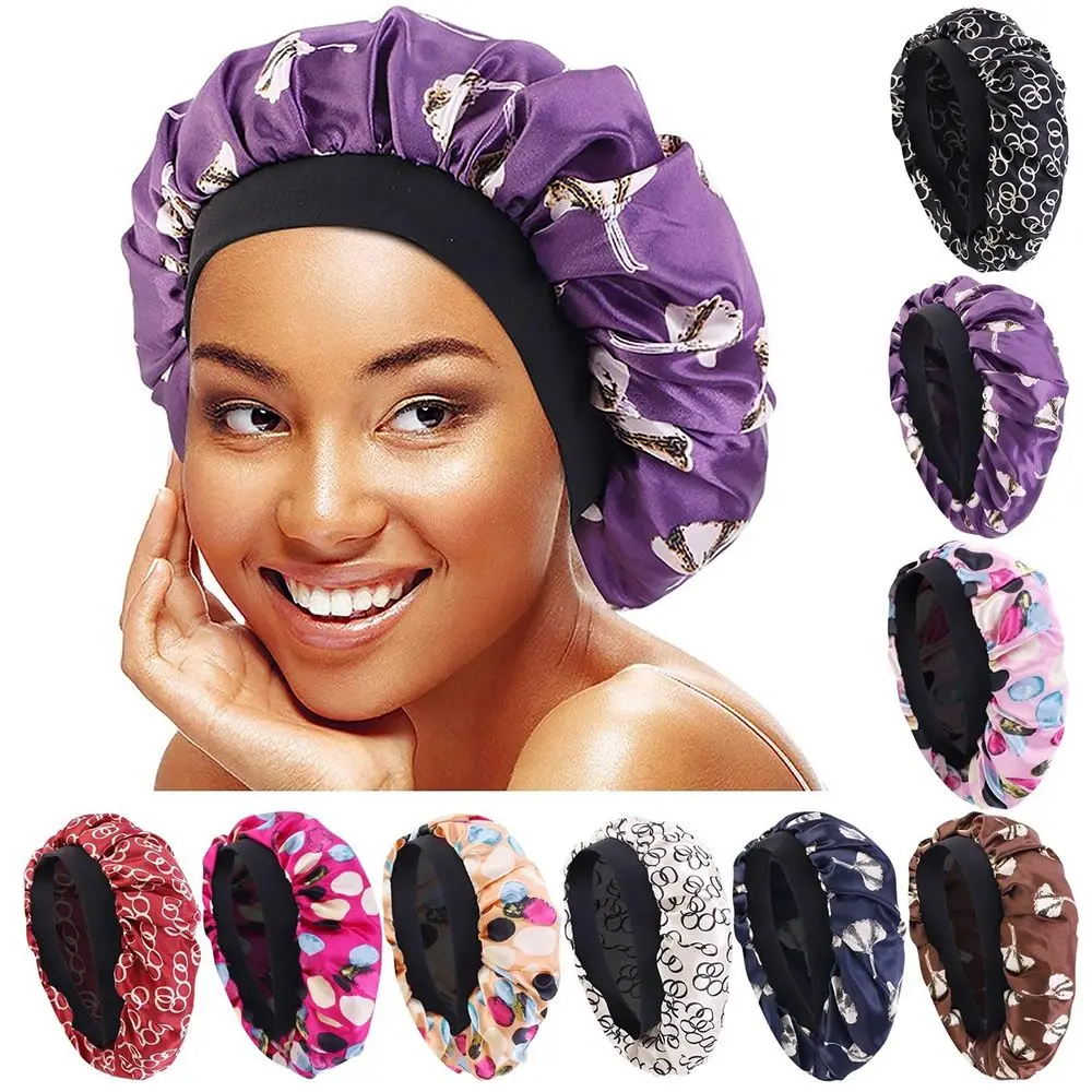 

Elastic Satin Cap Women Nightcap Soft Hair Care Pathology Cap Fashion Home Round Bonnet Beauty Salon Single Layer Satin Hat