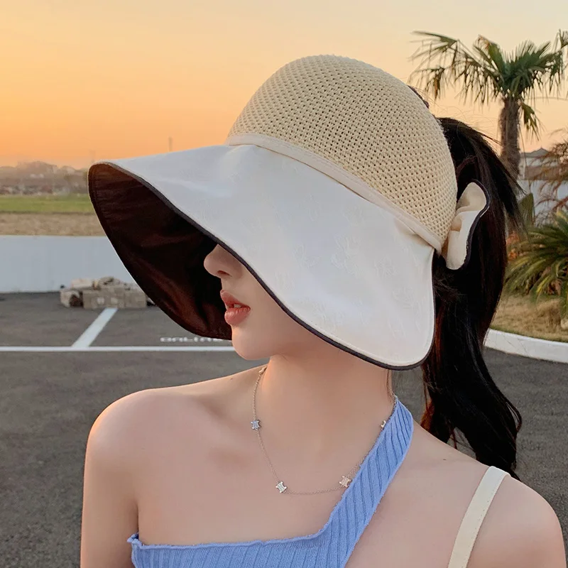 New Korean Style Outdoor Summer Visor Peaked Cap Women's Face-Covering and Sun-Shading Sun Protection Beach Leisure Sun Hat