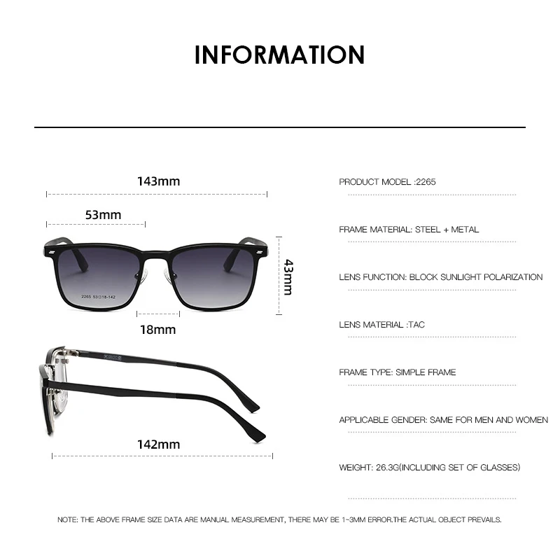 Новые квадратные магнитные очки для близорукости комплект в полуоправе мужские