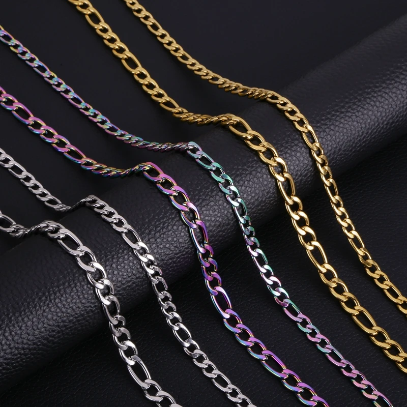 

Fashion Men's Necklace Round Cuban Link Chain Gold Silver Color Stainless Steel Necklace For Man Punk Boy Male Colar Gifts