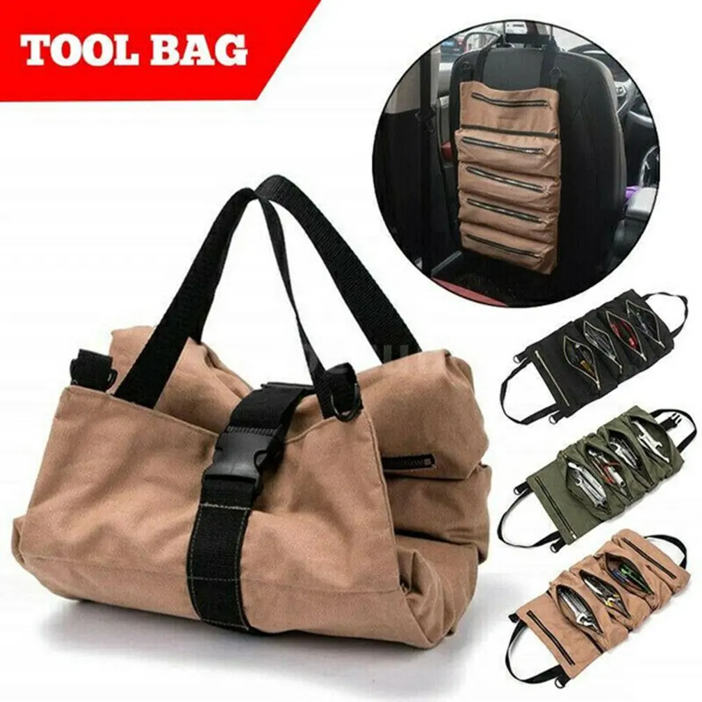 

New 1 Pc Multifunction Durable Roll Tool Multi-Purpose Tool Roll Up Bag Wrench Roll Durable Hanging Tool Zipper Carrier Tote