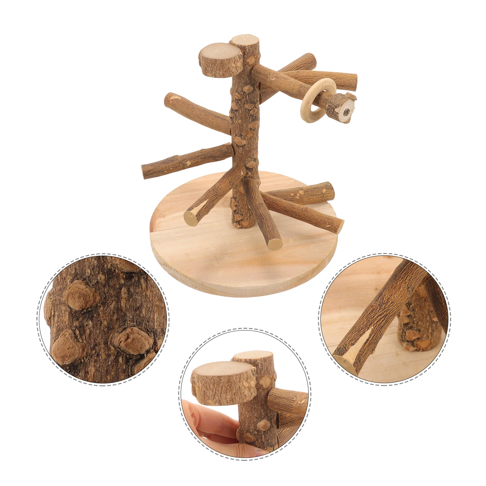 

Parrot Climbing Toy Tabletop Stand Bird Training Decorative Wooden Perch For Parakeets