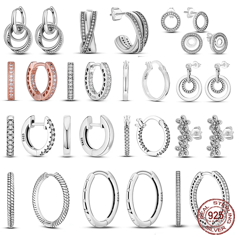 

2022 New Double Hoop Earrings 925 Sterling Silver Original DIY Fine Jewelry Gift For Women Fine Earring Making