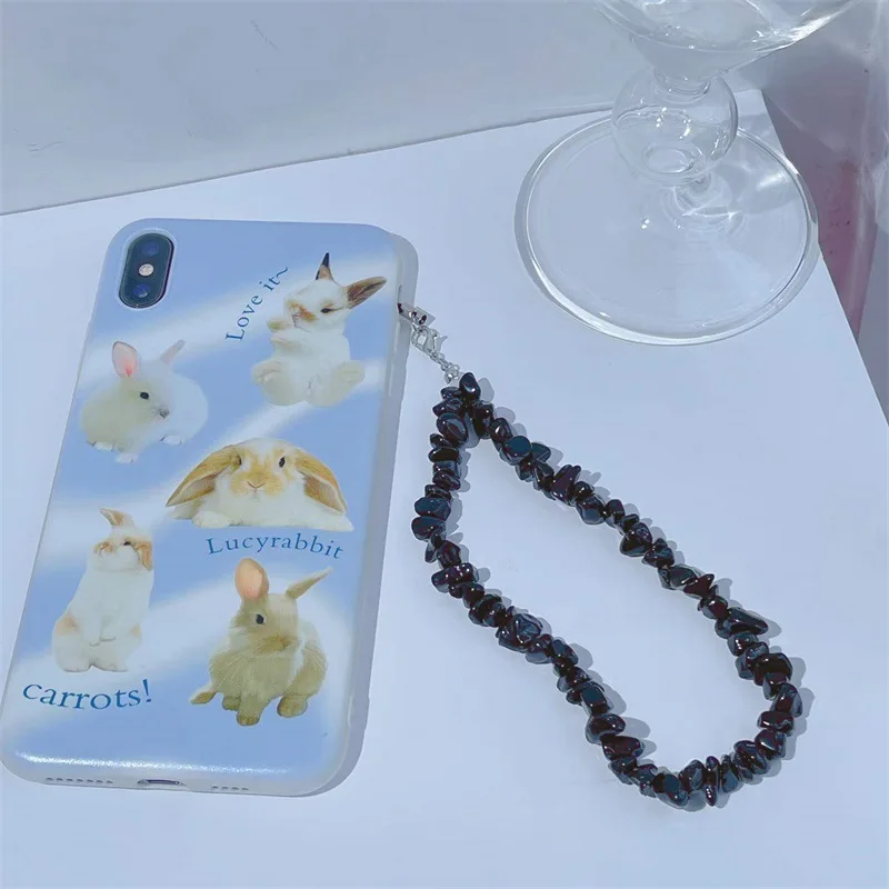 Color Crystal Stone Key Chain Ladies Fashion Cute Romantic Vintage Keychain Charm Korea 90s Aesthetic Phone Chain Decoration New