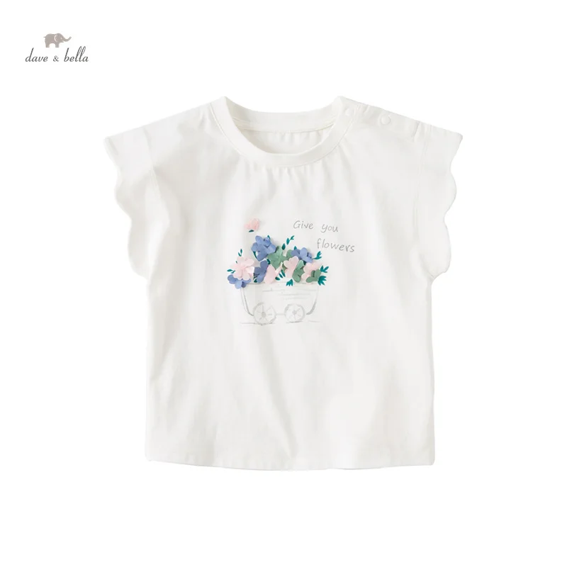 

Dave Bella 2023 New Summer Girls' Children's Clothes Baby T-Shirt Top Cotton Ventilate Fashion Sweet Outdoor Seaside DB2235417