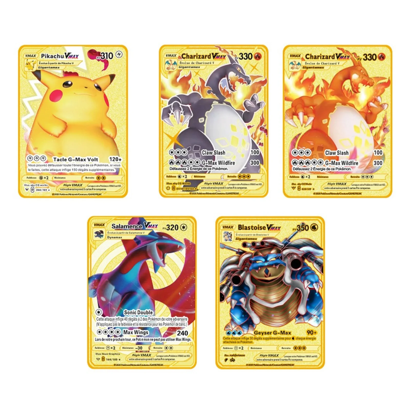 

5 PCS Custom Metal Card Ultra Rare Metal Gold Plated Card For Kids Vmax DX GX Gold Metal Collection Cards Perfect Gift For