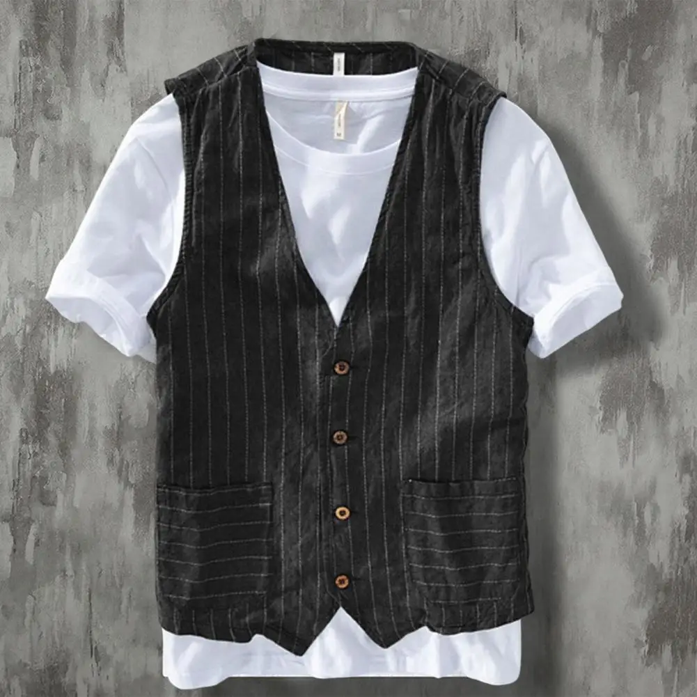 

Однобортный мягкий Мужской винтажный льняной костюм жилет в стиле ретро Мужская Рубашка удобная пригородная одежда