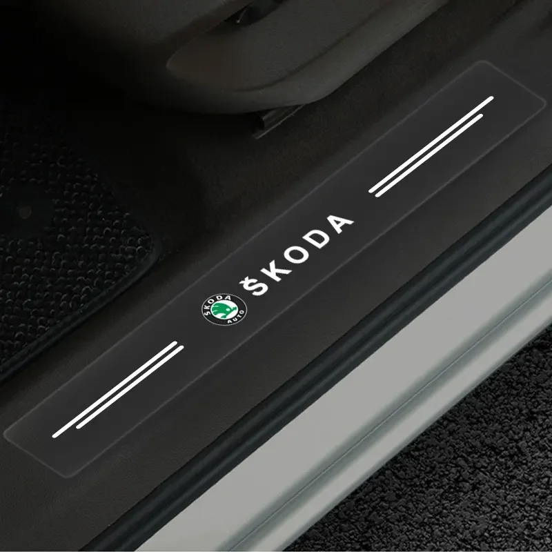 Наклейки на пороги автомобиля для Skoda A5 A4 Mk1 2, 3, 4 шт., водонепроницаемые, прозрачные, аксессуары для Skoda Fabia Octavia Kodiaq (art.: 3920dc010d77d) - 3920dc010d77d