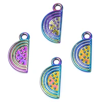 10pcs alloy half watermelon charms pendant accessory rainbow color for jewelry making necklace earring metal bulk wholesale