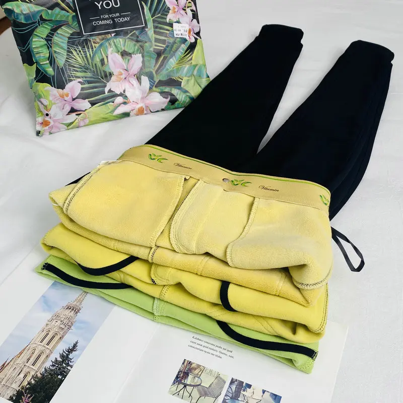 

Hight Waist Leggings for Women 2022 Solid Nylon TightsThick Wool Sock Pants Winter Sexy Skinny FitnessThermal Leggins