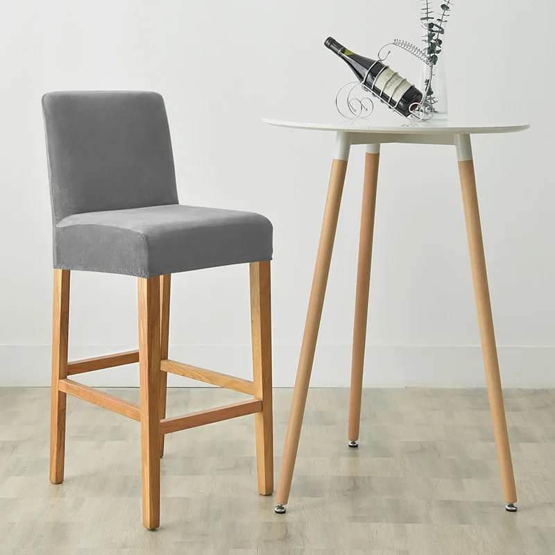 Бархатные искусственные Стрейчевые короткие задние чехлы на стулья для столовой