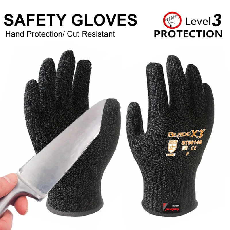 

1 Pack of Cut Resistant Gloves with Level 3 Protection Safety Work Gloves with Durable Nylon & Fiberglass Suitable