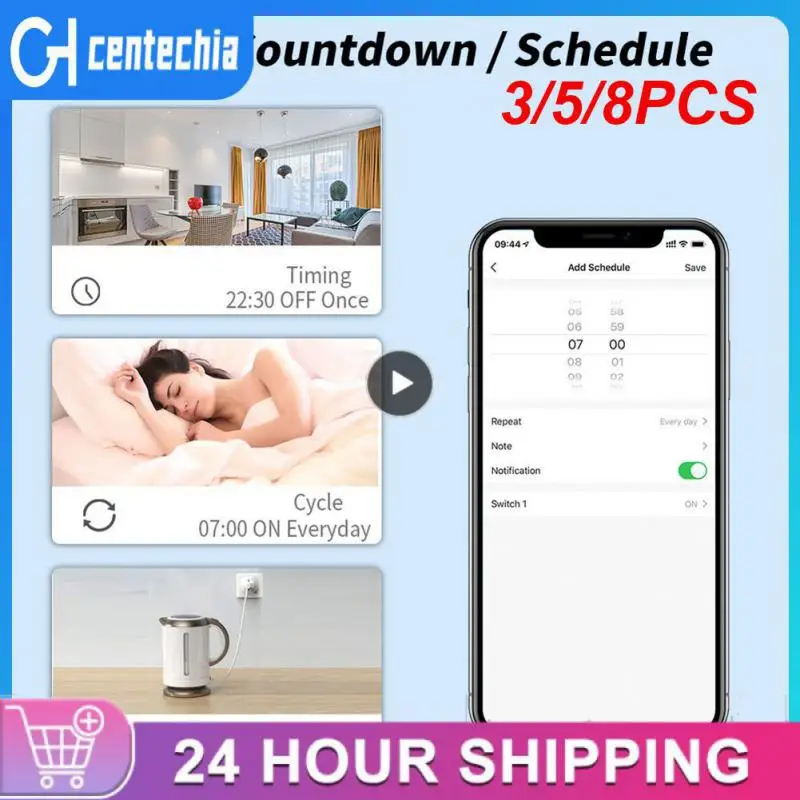 

3/5/8PCS Cozylife Timer Wifi Socket Wireless Remote Socket Fire Retardant Pc Eu Power Plug