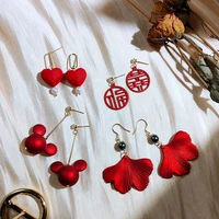 red bear earrings dangle for women anime mouse heart ethnic round geometric pendant resin jewelry wholesale 2022 new party gifts