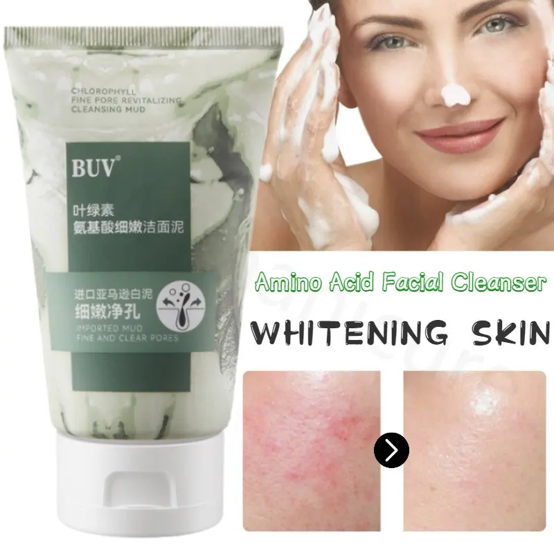 

100ml Exfoliating Shrink Pore Oil Control Deep Cleansing Blackhead Skin Whitening Chlorophyll Amino Acid Facial Cleanser
