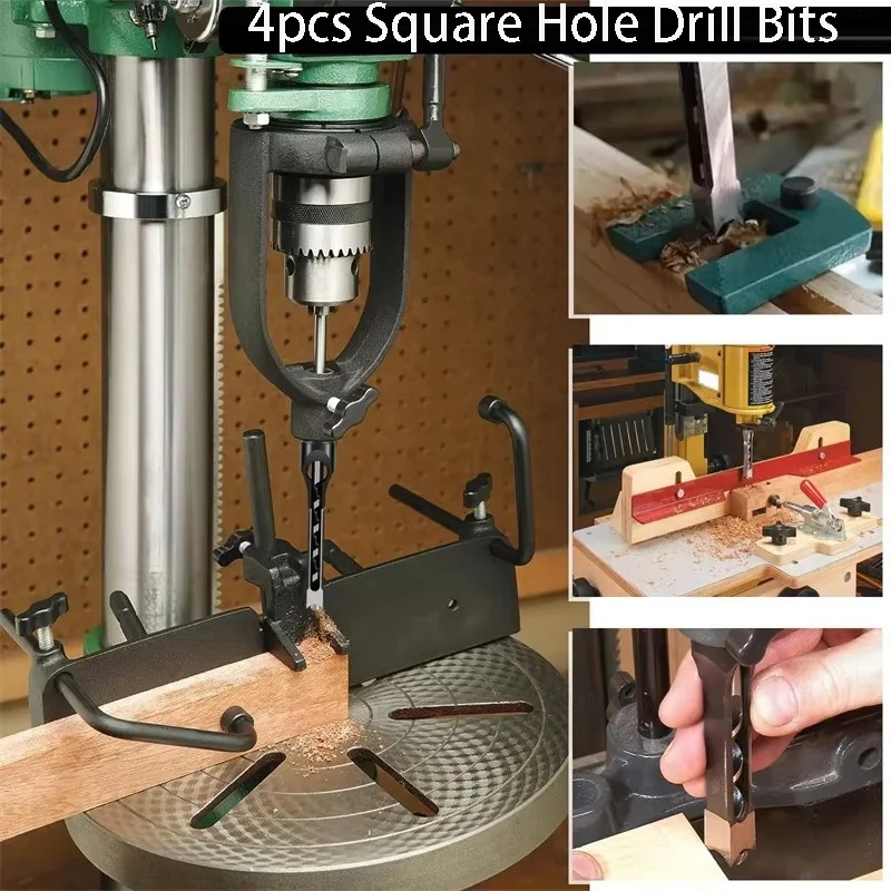 4 шт. сверла с квадратными отверстиями HSS спиральные долбежное долото для шнека