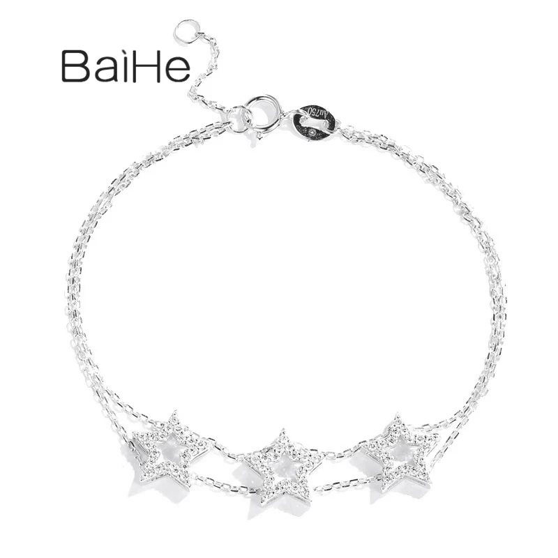 Браслет BAIHE из белого золота с натуральными бриллиантами 14 к 0 25 карат H/SI