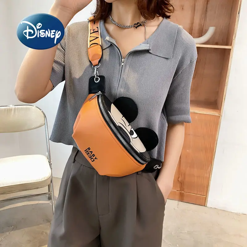 

Модная женская поясная сумка Disney с Микки, роскошный брендовый мессенджер из высококачественной искусственной кожи на молнии, вместительны...
