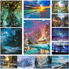 Алмазная живопись, пейзаж 5D, полная круглая мозаика, алмазная вышивка, пейзаж, живопись, домашний декор, сделай сам, подарок ручной работы