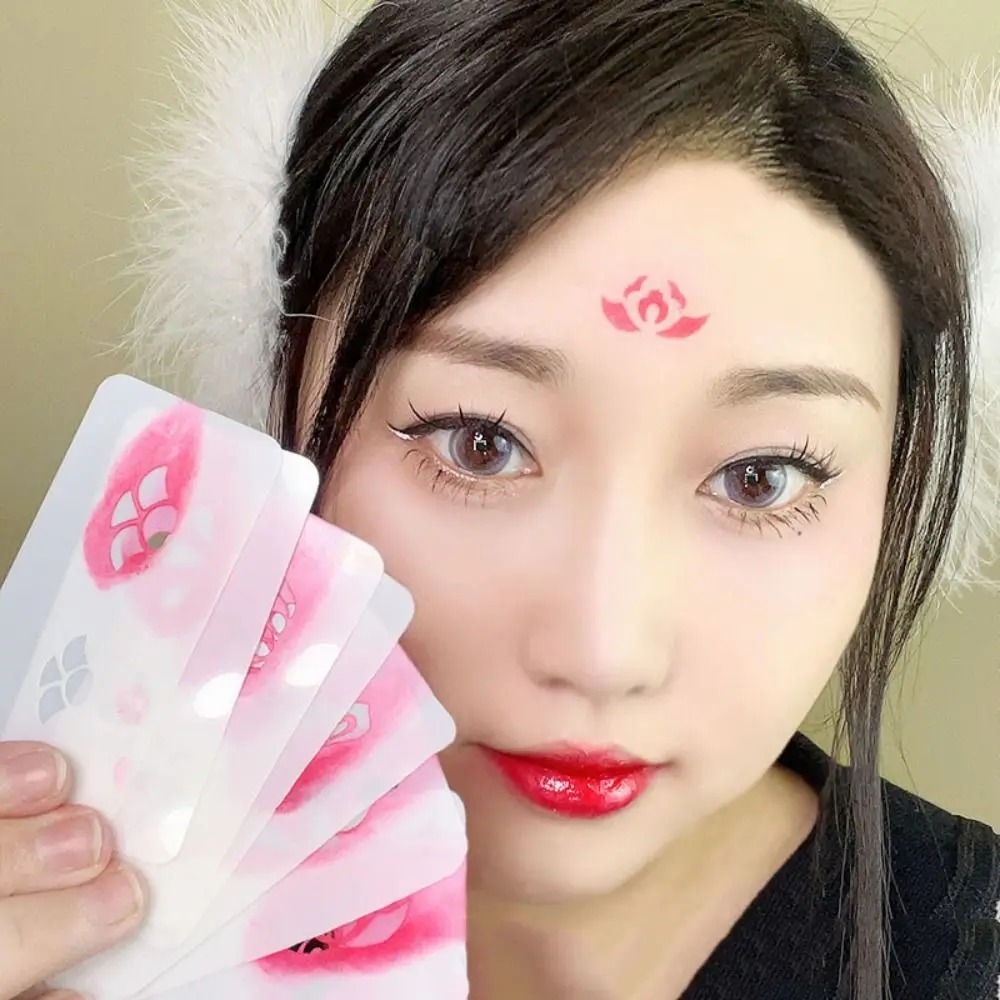 DIY Макияж для лица шаблон лоб не повторяются цветы временная татуировка трафарет