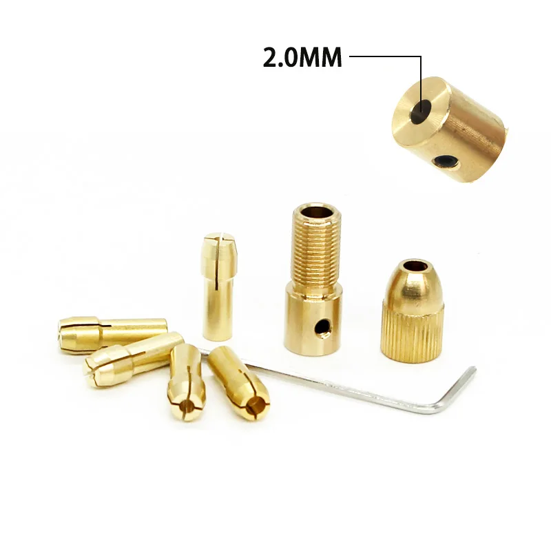 Латунная Цанговая мини-дрель, патроны для электродвигателя, вал дрели, инструмент, патрон, адаптер, быстросъемный адаптер для бит без ключа